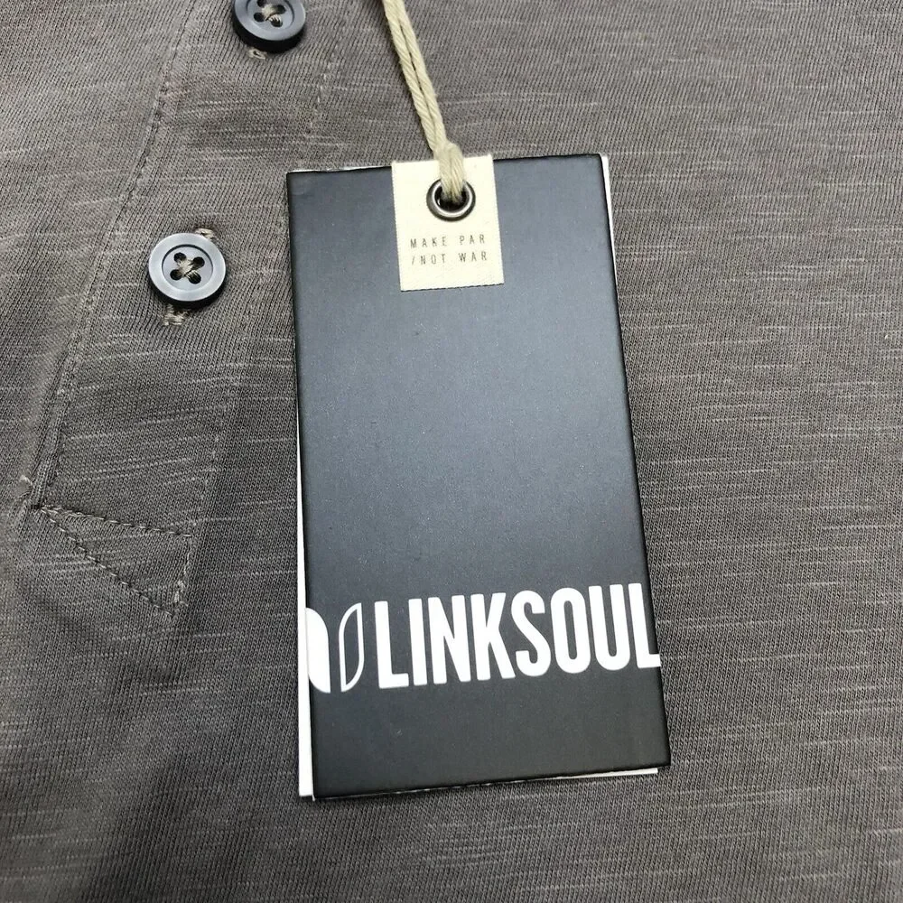 Linksoul Shirt Mens XL Charcoal Hopper Knit Polo Shirt Casual Preppy Golf LS1220 - Picture 6 of 11